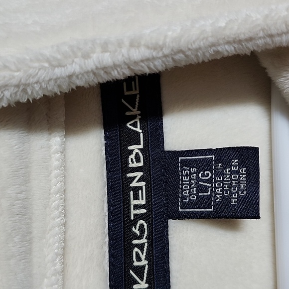 Kristen Blake White Fleece Full Zip Jacket Pockets Waist Cinching Toggles Large - Picture 6 of 9